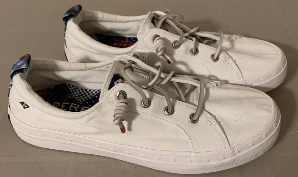 SPERRY Top Sider Boat Shoes Womens 8 White Slip Ons Nautical Costal - Picture 9 of 9